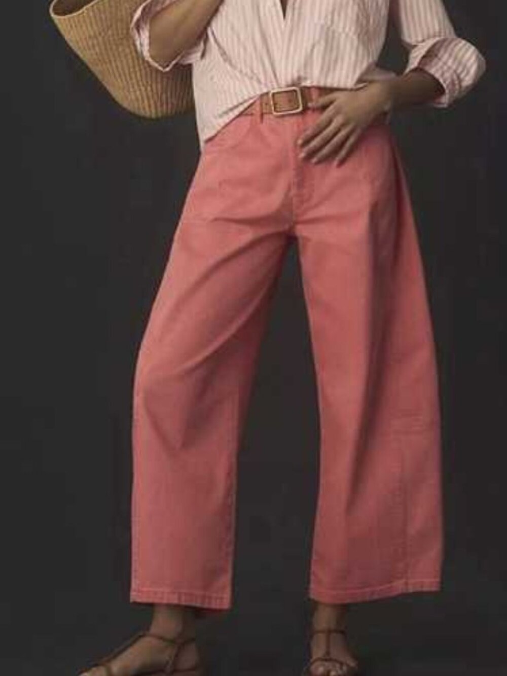 Pilcro Anthropologie Heritage Mid Rise Barrel Pants Coral Twill [27]